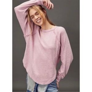 Anthropologie Pilcro Diana Ruffled Raglan Sleeve Top Pink M